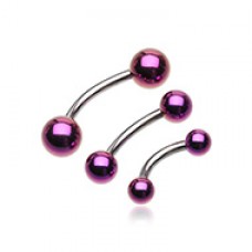 Colorline PVD Ball Top Steel Curved Barbell Ring