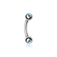 Double Gem Ball Curved Barbell Eyebrow Ring