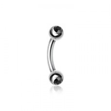 Double Gem Ball Curved Barbell Eyebrow Ring