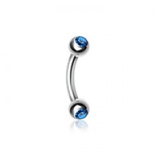 Double Gem Ball Curved Barbell Eyebrow Ring
