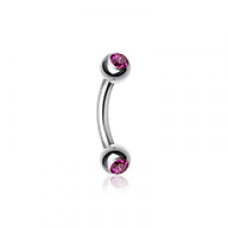Double Gem Ball Curved Barbell Eyebrow Ring