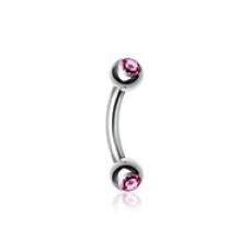 Double Gem Ball Curved Barbell Eyebrow Ring