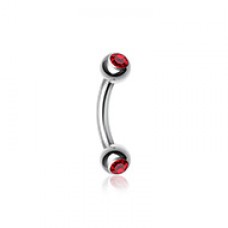 Double Gem Ball Curved Barbell Eyebrow Ring