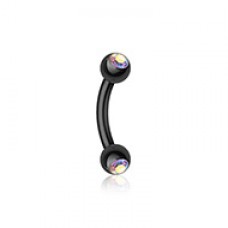 Colorline PVD Double Gem Ball Curved Barbell Eyebrow Ring