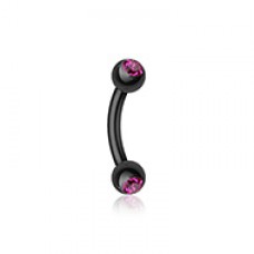 Colorline PVD Double Gem Ball Curved Barbell Eyebrow Ring