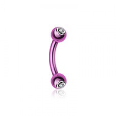 Colorline PVD Double Gem Ball Curved Barbell Eyebrow Ring