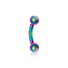 Colorline PVD Double Gem Ball Curved Barbell Eyebrow Ring