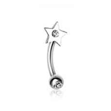 Sparkle Star Curved Barbell Eyebrow Ring