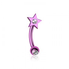 Colorline PVD Sparkle Star Curved Barbell Eyebrow Ring