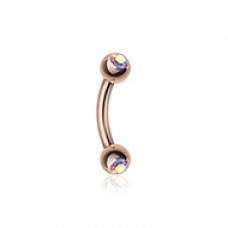 Rose Gold Gem Ball Curved Barbell Eyebrow Ring