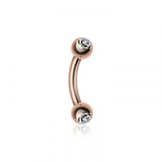 Rose Gold Gem Ball Curved Barbell Eyebrow Ring