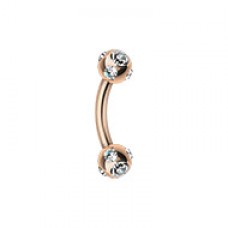 Rose Gold Five Gem Ball Curved Barbell Eyebrow Ring