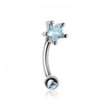 Star Gem Prong Curved Barbell Eyebrow Ring