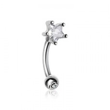 Star Gem Prong Curved Barbell Eyebrow Ring