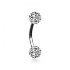 Pave Diamond Full Dome Cluster  Curved Barbell Eyebrow Ring