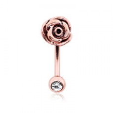 Rose Gold Rosebud Curved Barbell Eyebrow Ring