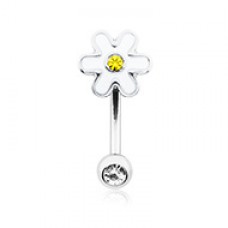 Adorable Daisy Steel Curved Barbell Eyebrow Ring