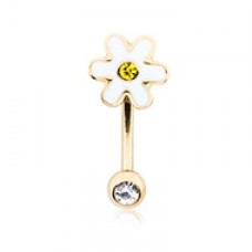 Golden Adorable Daisy Curved Barbell Eyebrow Ring