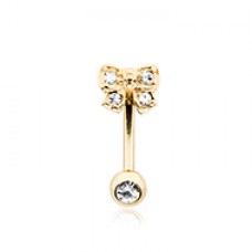Golden Dainty Bow-Tie Curved Barbell Eyebrow Ring