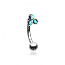 Triple Opal Cluster Curved Barbell Eyebrow Ring