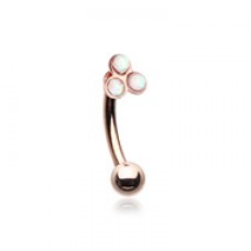 Rose Gold Triple Opal Cluster Curved Barbell Eyebrow Ring