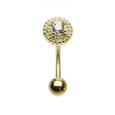 Golden Grand Royal Gem Ball Curved Barbell Eyebrow Ring
