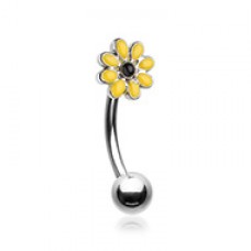 One Daisy at a time Enamel Curved Barbell Eyebrow Ring