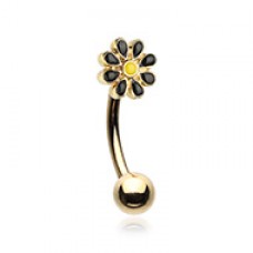 Golden One Daisy at a Time Enamel Curved Barbell Eyebrow Ring