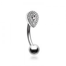 Aria Sparkle Teardrop Curved Barbell Eyebrow Ring