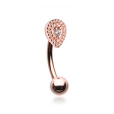 Rose Gold Aria Sparkle Teardrop Curved Barbell Eyebrow Ring