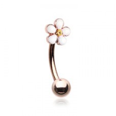 Rose Gold Grand Plumeria Curved Barbell Eyebrow Ring