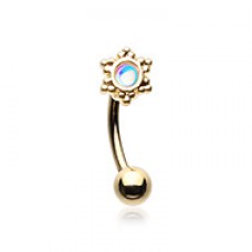 Golden Revo Illumilating Snowflake Curved Barbell Eyebrow Ring