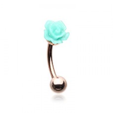 Rose Gold Dainty Rose Curved Eyebrow Ring
