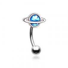 Saturn Planet Curved Barbell Eyebrow Ring