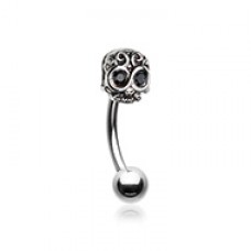 Calevera Skull Curved Barbell Eyebrow Ring