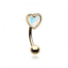 Golden Heart Illuminating Moonstone Curved Barbell Eyebrow Ring