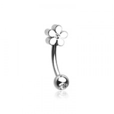 Grand Plumeria Flower Curved Barbell Eyebrow Ring