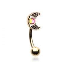 Golden Treasure Celtic Moon Curved Barbell Eyebrow Ring