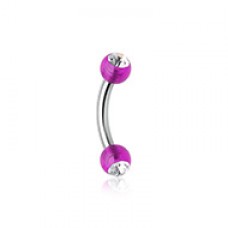 Acrylic Gem Ball Curved Barbell Eyebrow Ring