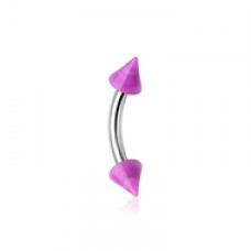 Neon Acrylic Spike Ends Curved Barbell Eyebrow Ring