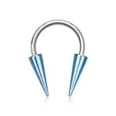 Steel Horseshoe Circular Barbell with Colored Long Spikes