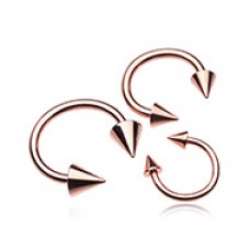 Rose Gold Plated Basic Spike Top Horseshoe Circular Barbell