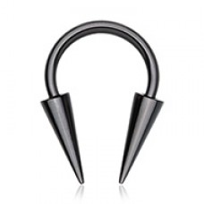 Black Steel Horseshoe Circular Barbell with Long Spikes