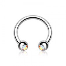 Gem Ball Steel Horseshoe Circular Barbell