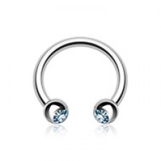 Gem Ball Steel Horseshoe Circular Barbell