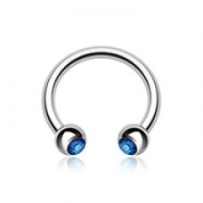Gem Ball Steel Horseshoe Circular Barbell