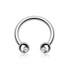 Gem Ball Steel Horseshoe Circular Barbell