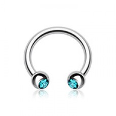 Gem Ball Steel Horseshoe Circular Barbell