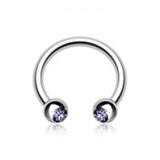 Gem Ball Steel Horseshoe Circular Barbell