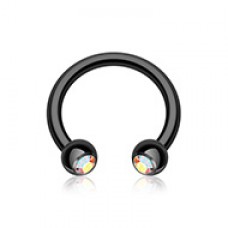 Blackline PVD Gem Ball Horseshoe Circular Barbell